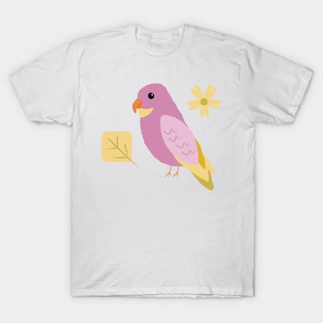 Adorable pink Parrot bird T-Shirt by mamabirds
